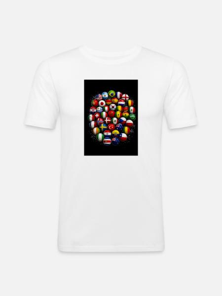Flaggbälle Weltfußball - Männer Slim Fit T-Shirt - Weiß