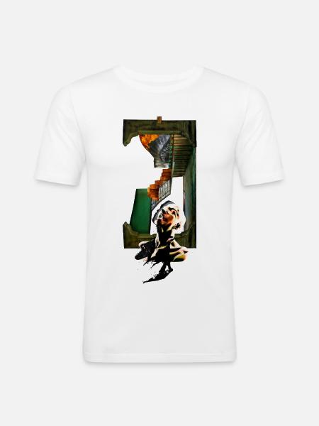 Surreale Collage – Überdenken - Männer Slim Fit T-Shirt - Weiß