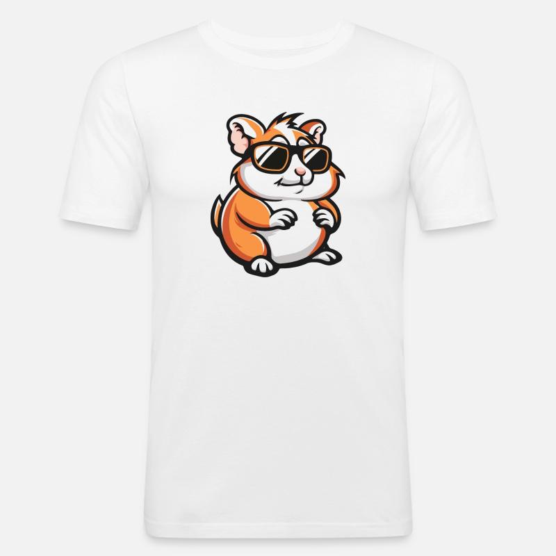 Hamster Comic Cool - Männer Slim Fit T-Shirt - Weiß