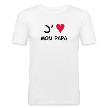 J'aime mon papa! - Men's Slim Fit T-Shirt - white - Front - Nik (191cm)