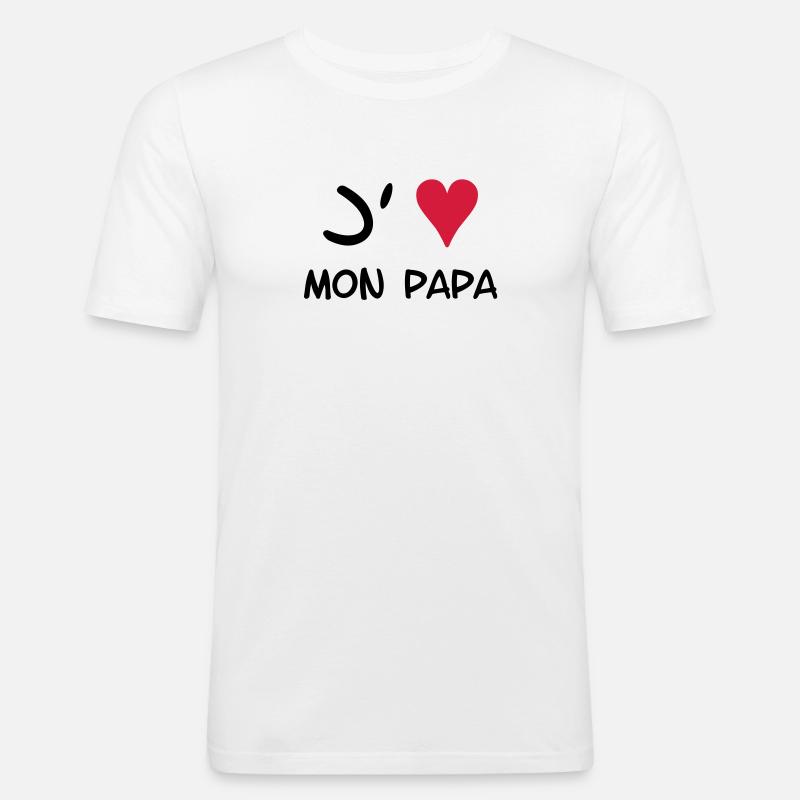 J'aime mon papa ! - Männer Slim Fit T-Shirt - Weiß