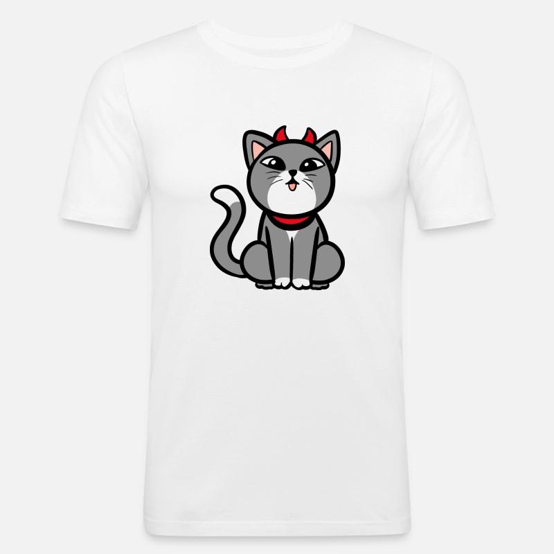 Devil Cat / Devil - Men's Slim Fit T-Shirt - white