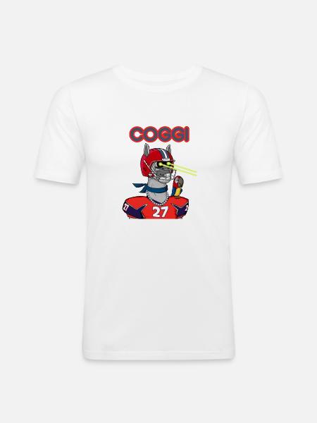 COGGI FUSSBALLSPIELER - Männer Slim Fit T-Shirt - Weiß