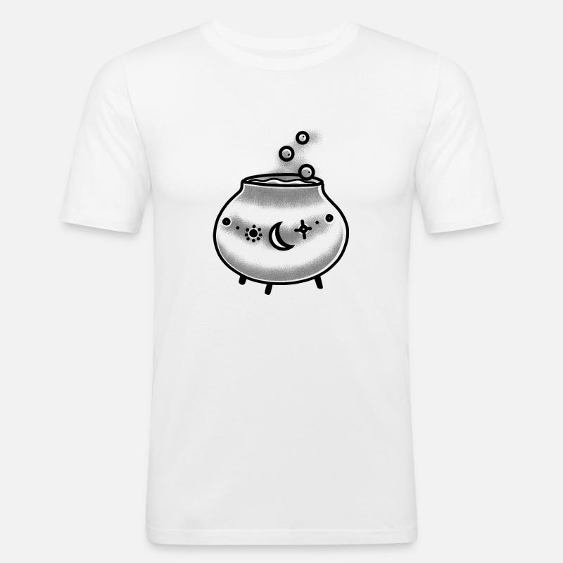 Magic witchy Cauldron with bubbles - Men's Slim Fit T-Shirt - white