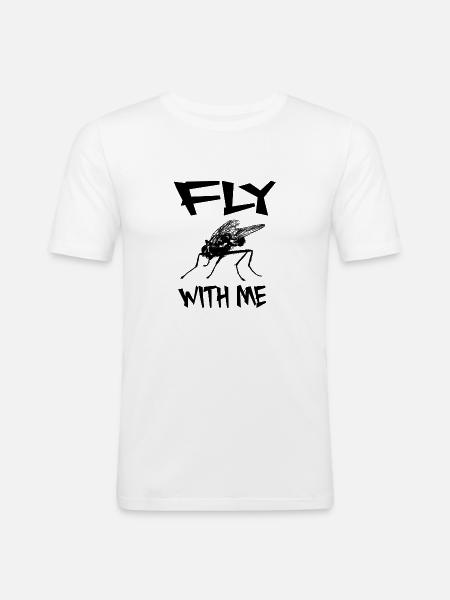FLY WITH ME - Fly insect word game gift - Men's Slim Fit T-Shirt - white