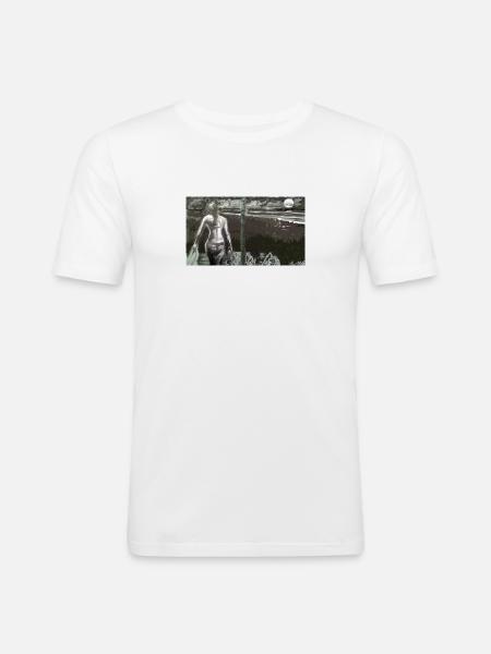 Art-4 Beach - Männer Slim Fit T-Shirt - Weiß