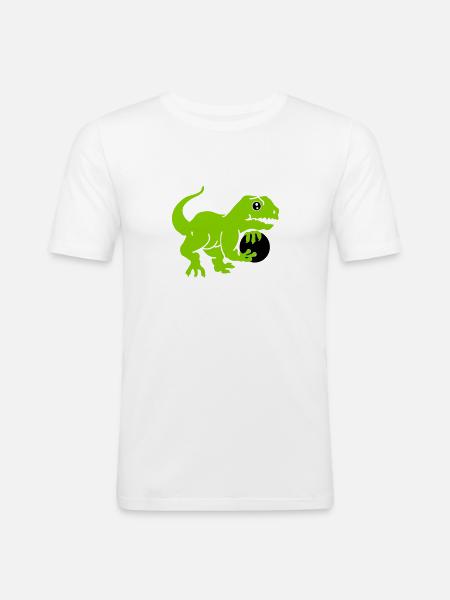 bowling dino (3c) - Men's Slim Fit T-Shirt - white