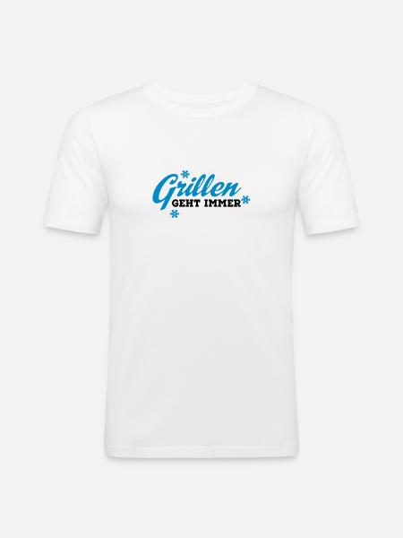 grillen - Männer Slim Fit T-Shirt - Weiß