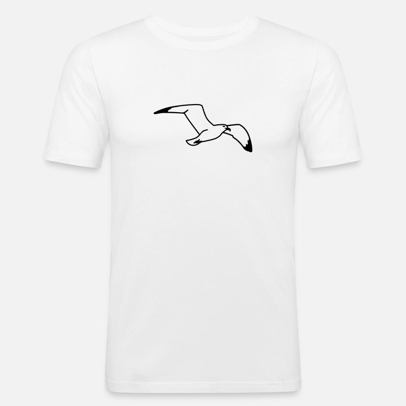 Möwe - Männer Slim Fit T-Shirt - Weiß