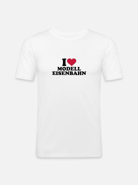 Modelleisenbahn - Männer Slim Fit T-Shirt - Weiß