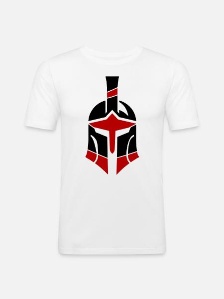 Spartan Helmet Logo Gladiator - Men's Slim Fit T-Shirt - white