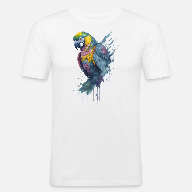 Fesselndes Aquarellgemälde eines Papageis - Männer Slim Fit T-Shirt - Weiß