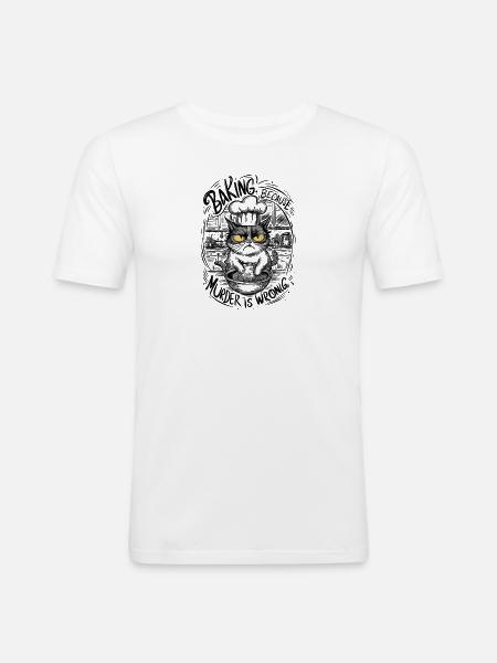 Baking Because Murder Is Wrong - Men's Slim Fit T-Shirt - white