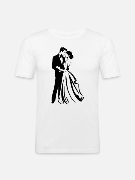 Bride Groom Newlyweds Wedding - Men's Slim Fit T-Shirt - white