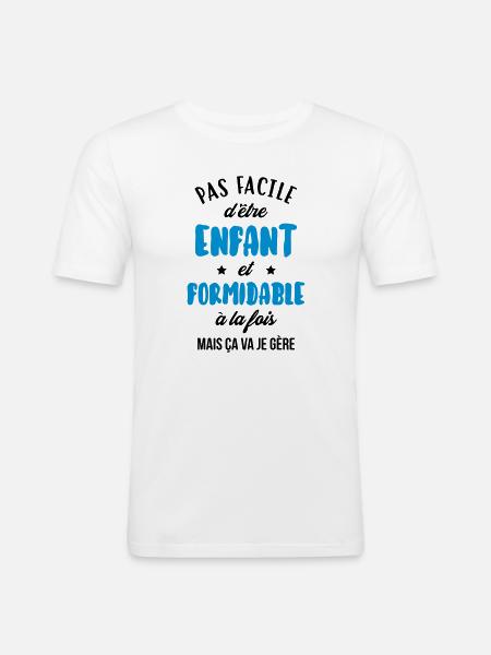 adolescent / enfant / ado / adolescente - T-shirt près du corps Homme - blanc