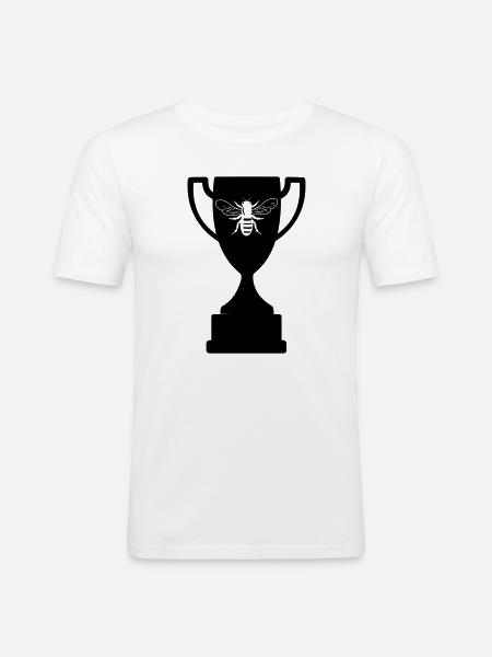 Cup with cut-out bee - Men's Slim Fit T-Shirt - white