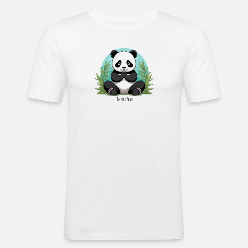 Inner Peace – Meditierender Panda - Männer Slim Fit T-Shirt - Weiß