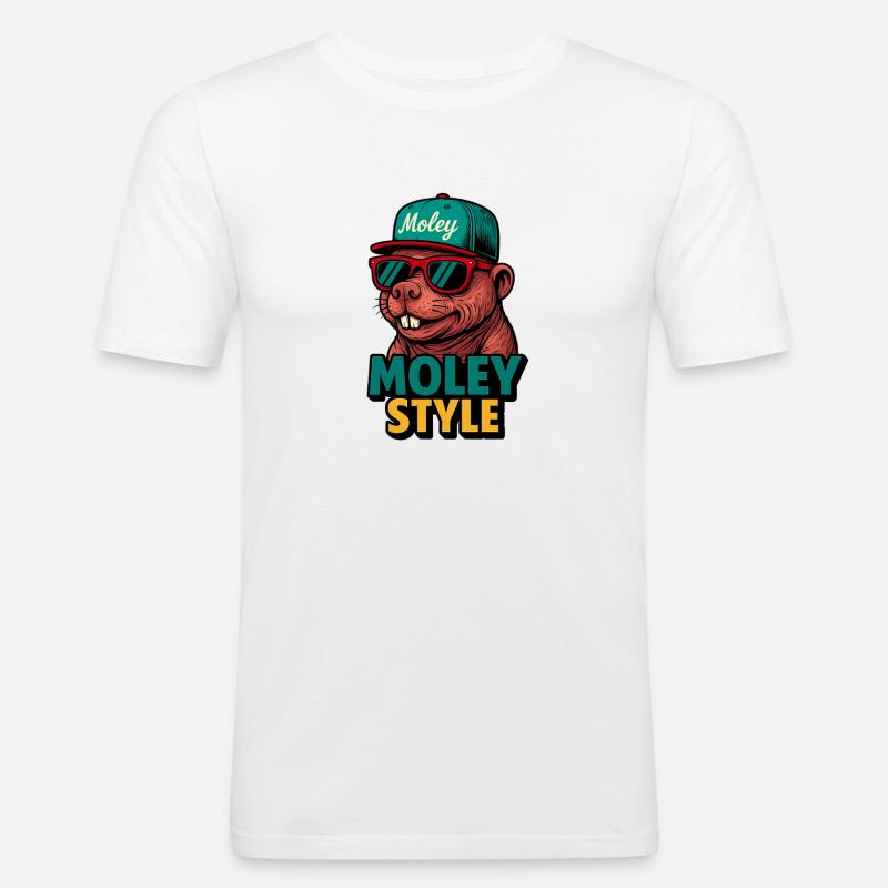 Moley Style Affe Retro Cap - Männer Slim Fit T-Shirt - Weiß