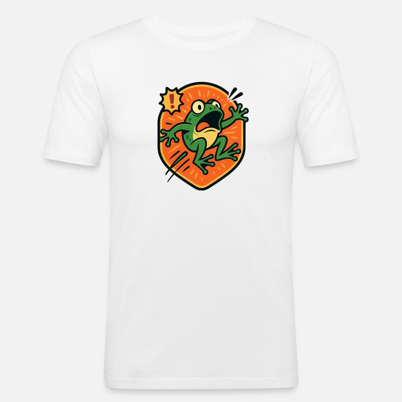 Panikfrosch-Abzeichen - Männer Slim Fit T-Shirt - Weiß