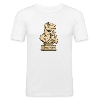 Philosoraptor - T-shirt près du corps Homme - blanc - Devant - Nik (191cm)