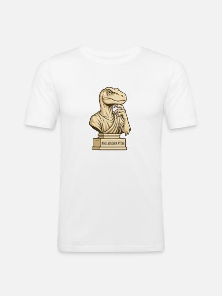 Philosoraptor - Männer Slim Fit T-Shirt - Weiß