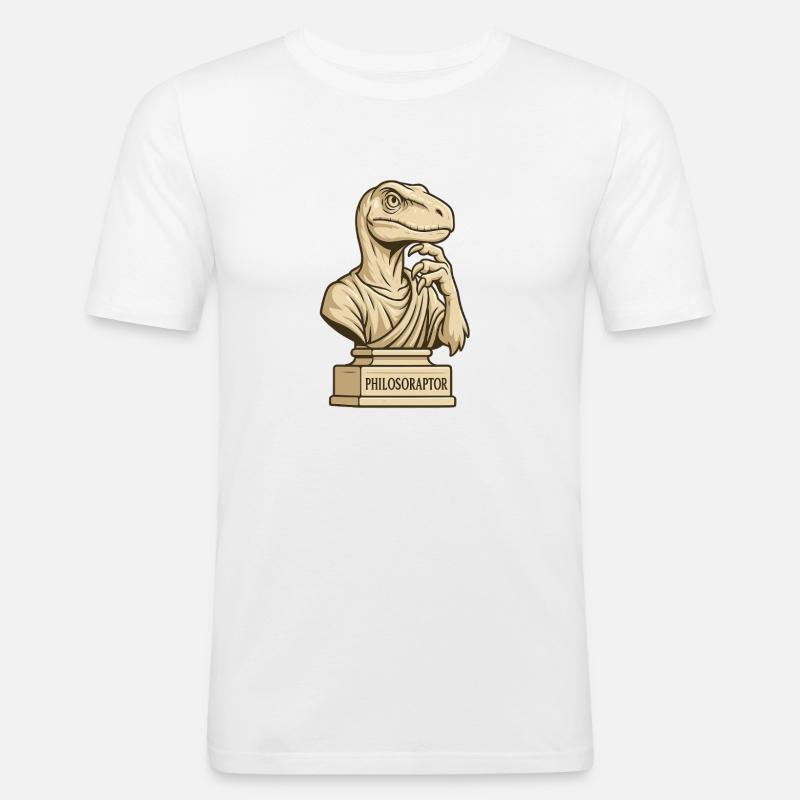 Philosoraptor - Männer Slim Fit T-Shirt - Weiß