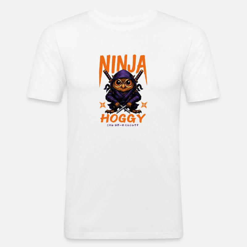 Ninja Eulen Hoggy - Männer Slim Fit T-Shirt - Weiß