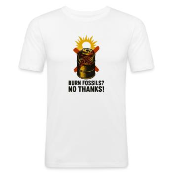 No Fossil Fuel Future - Männer Slim Fit T-Shirt - Weiß - Vorne - Nik (191cm)