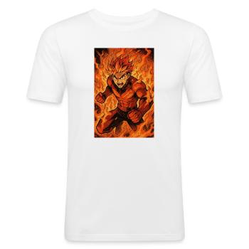 Feuerflammen Kämpfer - Männer Slim Fit T-Shirt - Weiß - Vorne - Nik (191cm)