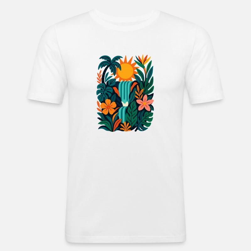 Lebendiger Dschungel - Männer Slim Fit T-Shirt - Weiß