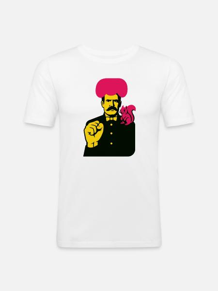 Strange Art Man - Männer Slim Fit T-Shirt - Weiß