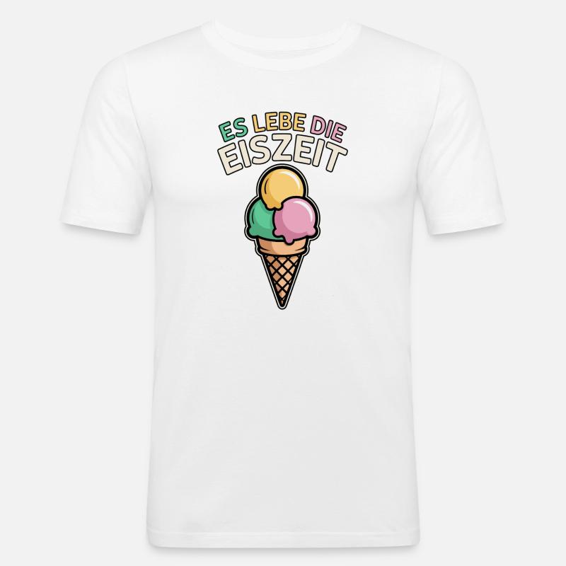 Es lebe die Eiszeit - eiscreme - Männer Slim Fit T-Shirt - Weiß