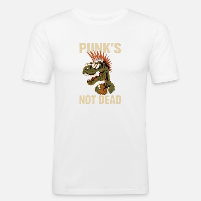 Punk T-Rex - Männer Slim Fit T-Shirt - Weiß