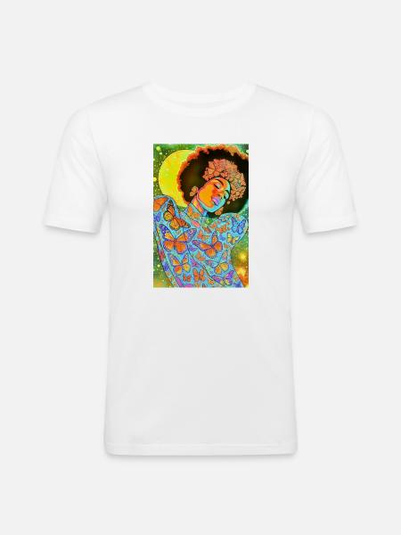 Butterfly Soul in Neon Bloom - Men's Slim Fit T-Shirt - white