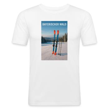 Bayerischer Wald Skierlebnis - Männer Slim Fit T-Shirt - Weiß - Vorne - Nik (191cm)