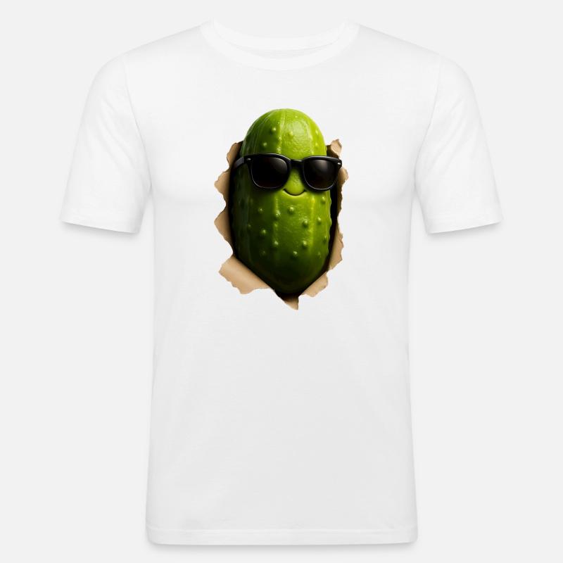 Cornichon au concombre - T-shirt près du corps Homme - blanc