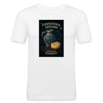Sternzeichen Äppelwoi Aszendent Handkäs - Männer Slim Fit T-Shirt - Weiß - Vorne - Nik (191cm)