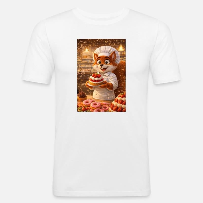 Herr l'écureuil Konditor, Gourmetatmosphäre - Männer Slim Fit T-Shirt - Weiß