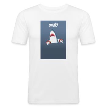 Oh No Funny Shark Humor Saying - Men's Slim Fit T-Shirt - white - Front - Nik (191cm)