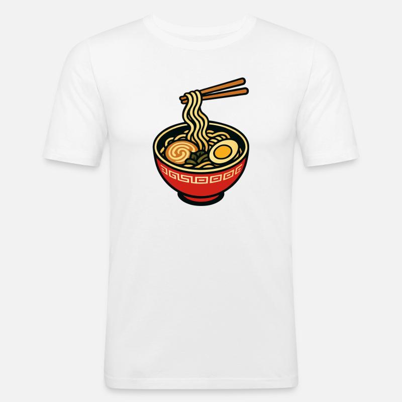 Ramen-Schüssel mit Essstäbchen - Männer Slim Fit T-Shirt - Weiß