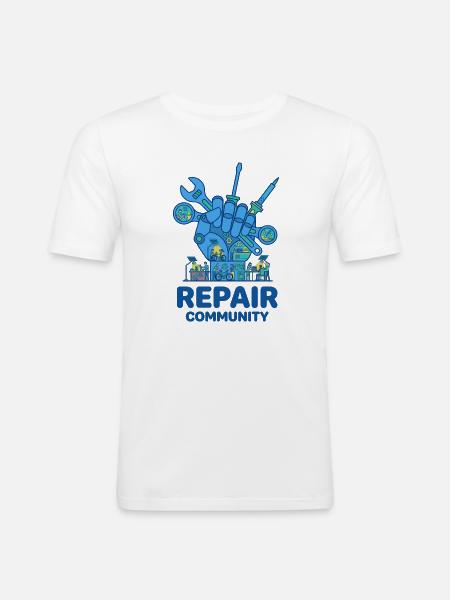 Cultuur van gereedschappen van de reparatiegemeenschap - Mannen slim fit T-shirt - wit