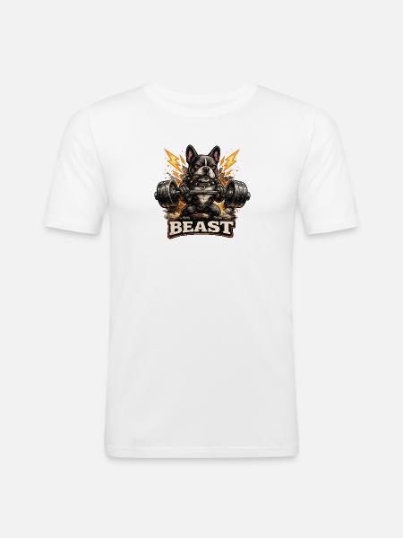 Beast Bulldog Power Lifting - Men's Slim Fit T-Shirt - white