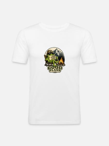 Good plan at the campfire frog - Men's Slim Fit T-Shirt - white