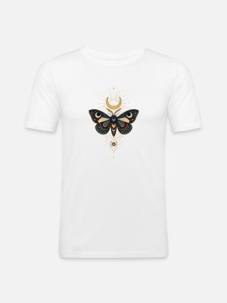Golden Moon Butterfly with Star Rays - Men's Slim Fit T-Shirt - white