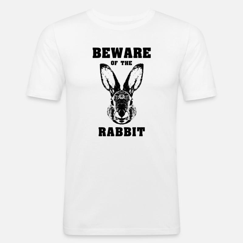 Caution rabbit rabbit - Men's Slim Fit T-Shirt - white