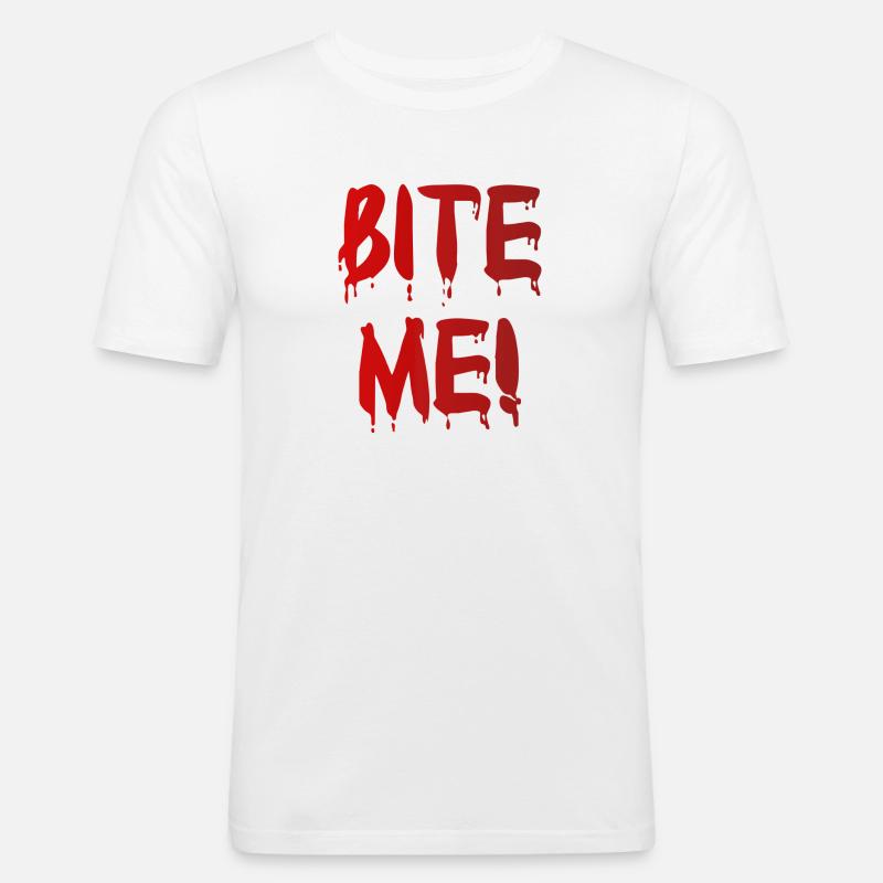 BITE ME! - Männer Slim Fit T-Shirt - Weiß