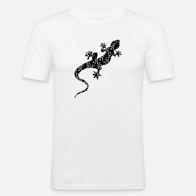 Gemusterte Eidechse - Männer Slim Fit T-Shirt - Weiß