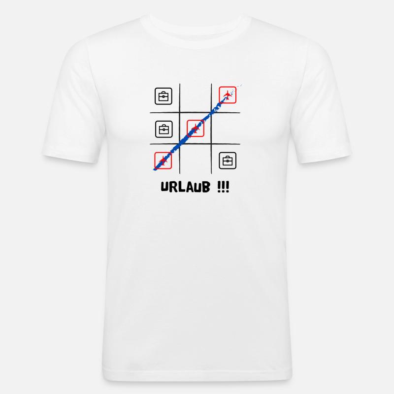 Tik tak to oder Käsekästchen, Urlaub oder Arbeit - Männer Slim Fit T-Shirt - Weiß