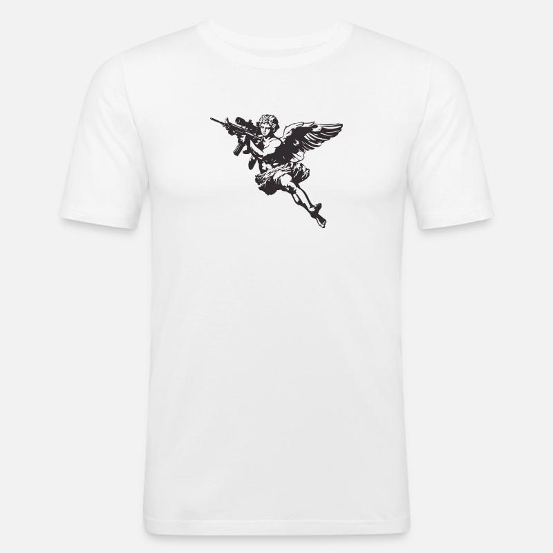 Riffle Angle - Männer Slim Fit T-Shirt - Weiß