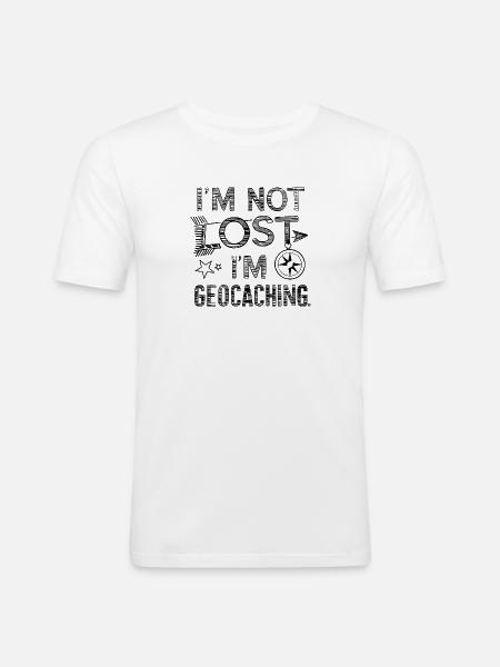 Jeg er ikke fortabt Jeg er Geocaching-eventyr - Herre Slim Fit T-Shirt - hvid